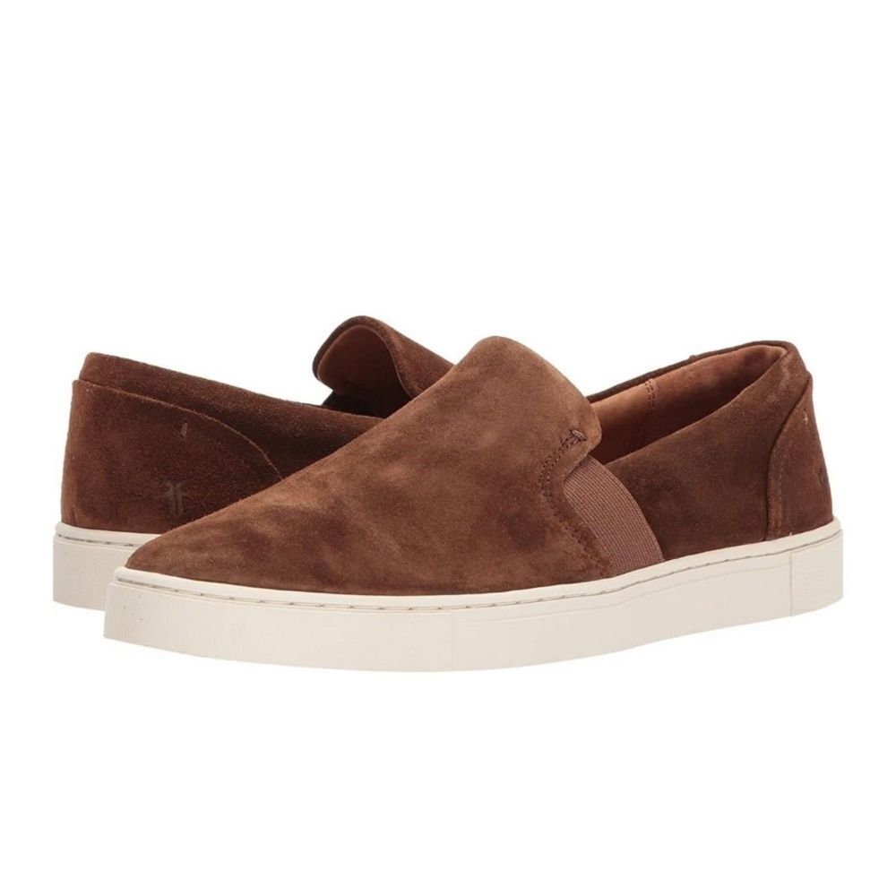 FRYE Ivy Suede Leather Slip On Flat Sneaker - Brown | Size 8